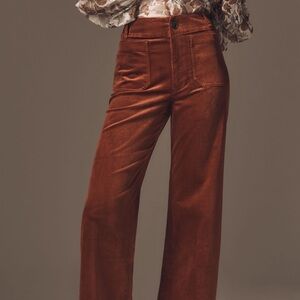 Anthropologie Maeve Colette Corduroy Crop Wide Leg Pants in Deep Red